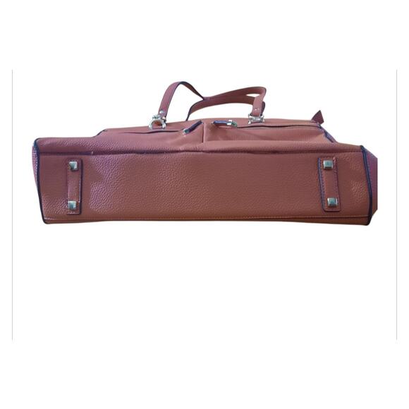 Simply Noelle Womens Coral Satchel Laptop Tote  Zip Compartments and Pockets - Picture 3 of 7